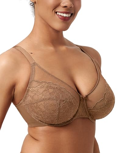 Image of HSIA Minimizer Bras for Women Enchante Full Coverage Underwire Bras Plus Size Lifting Floral Lace Bra for Heavy Breast