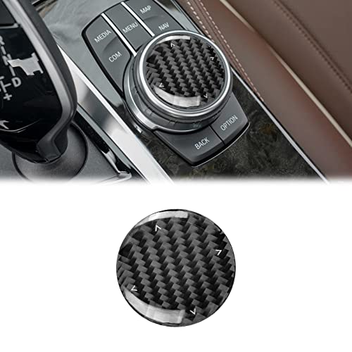 SUNJIKA Compatible with Carbon Fiber Center Console Multimedia Knob Button