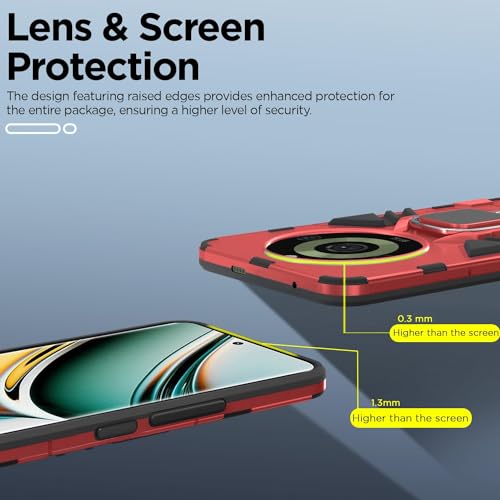 Image of Pikkme Back Cover for Realme 11 Pro /Pro Plus 5G | 360 Protection | Ring Holder | Kickstand | Tough Armor Case (Red)