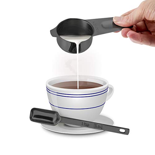 2Lbdepot Black Measuring Cups & Spoons Set Of 14, Premium Stainless Steel Metal, 7 Accurate Measuring Cups, 6 Measuring Spoons, 1 Leveler, Dry & Liquid Ingredients For Kitchen Baking & Cooking #TOP6