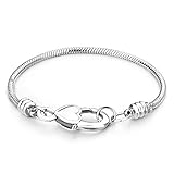Pugster Silver Starter Master Heart Lock Snake Charm Bracelet Fits Pandora Beads (6.3 Inches)