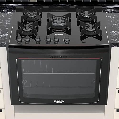 Fogão Embutir 5 bocas Dako Preto com mesa de vidro com Acendimento Automático Dako Glass - Bivolt