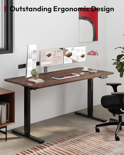 Image of SANODESK Dual Motor Electric Standing Desk 71 x 32 Inches, Height Adjustable Sit Stand Desk with Large Splice Board for Home Office, Computer Workstation, Study & Gaming, Black Frame /Black Walnut Top