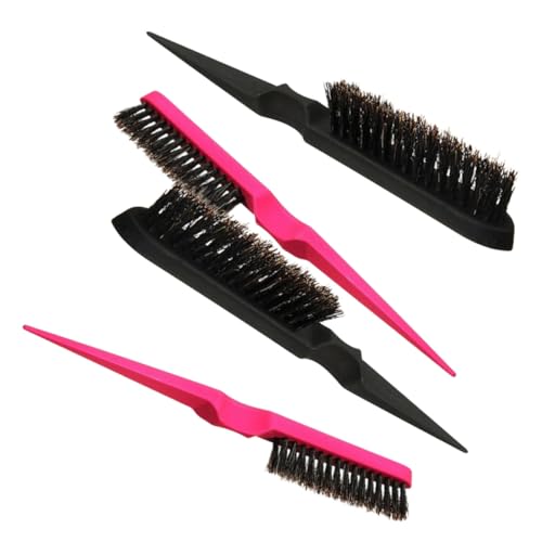 PLAFOPE 4 piezas Cepillo de Cerdas de Jabalí Profesional Peine de para Peinar y Volumen Herramienta Duradera para Salón y Uso Doméstico Mango Ergonómico Color Aleatorio Color Aleatorio