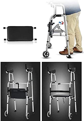 Rollator Deluxe Dobrável com Dois Botões com Rodas, com Corrimãos para Idosos com Deficiência Corrim