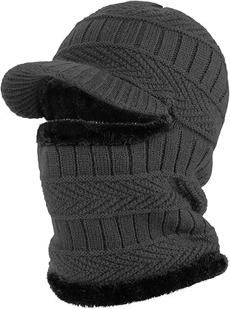 Winter Thermal Knitted Balaclava Beanie Hat with Stretchy Flexible Fleece Lining Neck Warmer Windproof Thick Warm Cycling Ski Face Mask for Adults Women Men Outdoors Sports Multicolor