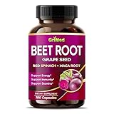 GriMed Beet Root with Grape Seed Extract, Maca Root, Red Spinach & Ashwagandha – 180 Vegetable Capsules