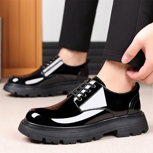 Men's Dress Shoes Faux Patent Leather Oxford Dress Shoes Business Dress Loafers Derby Shoes Fashion Anti-Slip Lug Sole Business Shoes Classic Office2