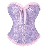 SilverChry Corsetto per Donne, Corsetto Stringivita, Bustino Donna Elegante, Bustier Donna Corpetto Top, Sexy Overbust Corsetti Bustino Vintage Gotico (IT, Testo, S, Regular, Regular, Viola rosato)