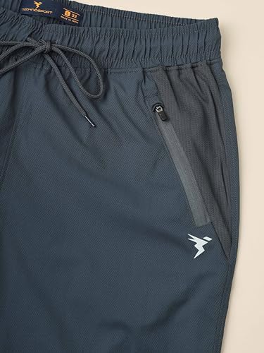 Image of TECHNOSPORT Mens Woven Regular Fit Activewear Joggers for Running, Gym, Sports and Regular Use Stretchable, Colorblock and Antimicrobial