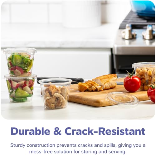 Image of GUSTO [5.5 oz. - 100 Count Clear Disposable Plastic Portion Cups with Lids - Souffle Cups, Jello Shot Cups With Lids, Plastic Containers Perfect for salad Dressing and More- Formerly Comfy Package