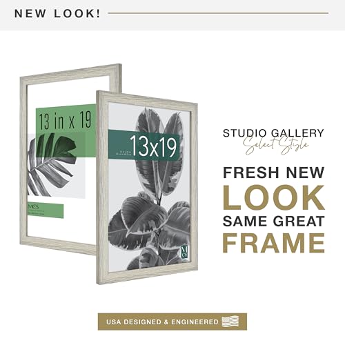 MCS Studio Gallery 13x19 Picture Frame Gray Woodgrain, Rectangle Photo Frame for Photos, Posters & Art Prints (2-Pack)