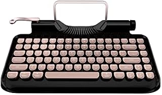 Andana Rymek Typewriter Style Mechanical Wired & Wireless Keyboard with Tablet Stand, Bluetooth Connection (Gold)