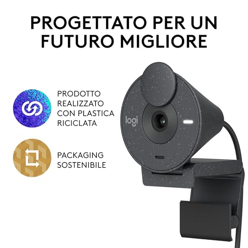 Brio 300 Webcam Full HD con Otturatore Privacy, Mic con Riduzione del Rumore, USB-C, Streaming, Certificata per Zoom, Microsoft Teams, Google Meet, Correzione Automatica della Luce - Grafite - Webcam - Immagine 8