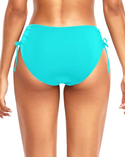 Image of Daci Women Mid Waist Bikini Bottoms - Full Coverage Swim Bathing Suit Bottom Side Tied Swimsuit Bottoms
