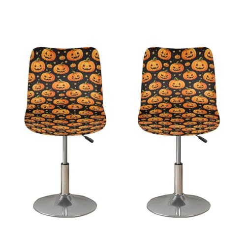 Image of Pumpkin Bar Stool Seat Cover 4 Pieces Bar Stool Covers with Bar Stool Chair Cover Kitchen Stools Washable Soft Chair Seat Slipcover for Halloween