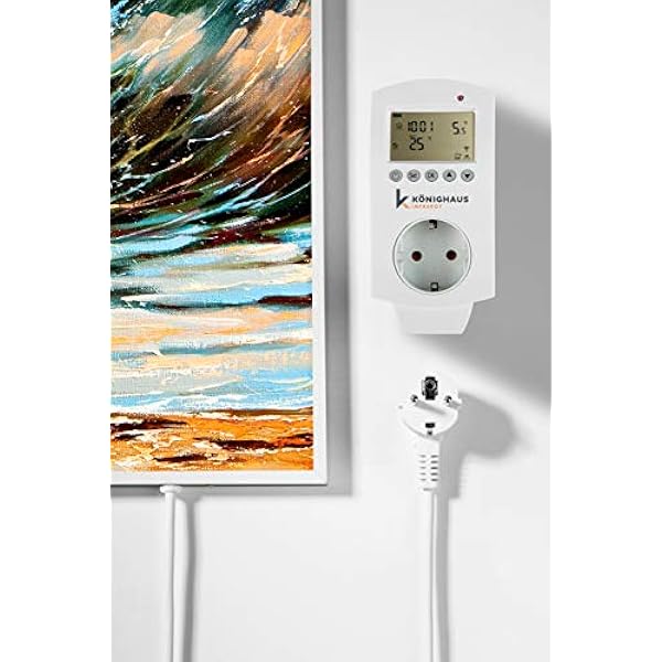 Könighaus Fjärr infraröd värme – bilduppvärmning i HD-kvalitet med TÜV/GS – 200 bilder – med kungariket smart termostat och app för IOS/Android – 800 watt (105. spisar hästar oljemålning)