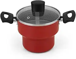 CUSCUZEIRO ENJOY 14 C/TAMPA DE VIDRO AA VERMELHO