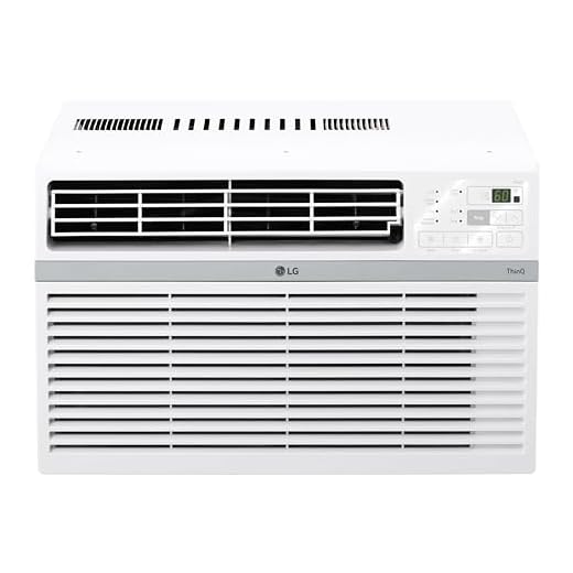 LG LW1024RSMX Window Conditioner, Wi-Fi Enabled w/Remote, 450 Sq.Ft, 4-Way Air Deflection, 3 Cooling and Fan Speeds, 115V, 10,000 BTU, White