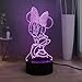Belle veilleuse LED Mickey Minnie Mouse, télécommande USB lampe de nuit visuelle 3D pour chambre à coucher, décor de lampe de bureau 16 couleurs, cadeau de Noël pour enfants adolescents