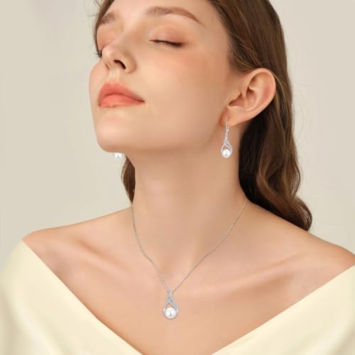 Pearl Necklaces for Women 925 Sterling Silver Infinity Pendant Necklace 10MM White Pearl Jewelry Gifts for Her3