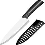 Rynal Ceramic Knife - 8 inch Chef's Knife - Light, Precise, Sharp Ceramic Kitchen Knife with Sheath Cover