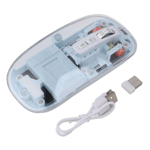 Ratón inalámbrico transparente trimodo 2.4G y bluetooth azul para computadora 6