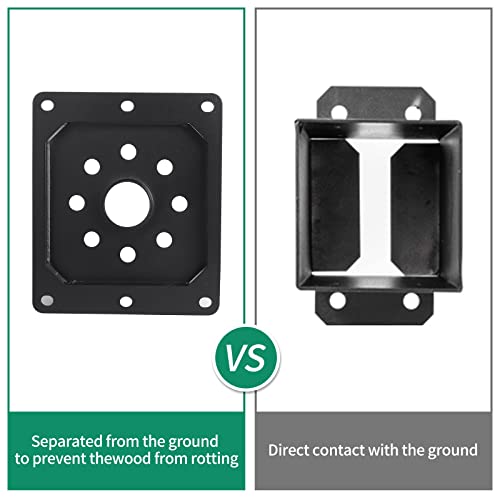 Nrspp 6x6 Post Base, 4 Sets Post Anchor, (Inner size 5.6x5.6) Black Metal Powder-Coated Deck Post Base Support for Outdoor Fence,Mailbox,Pergola brackets Fence Kit
