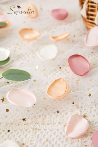 Serwalin 300Pcs Silk Rose Petals Artificial Flower Petals For Weddings Champagne Gold Petals Fake Flower Girl Petals For Wedding Flower Girl Basket Aisle Runner Bridal Shower (4 Color Mixes) #TOP2