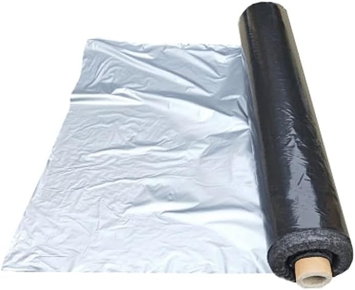0.02mm Width 1M Agriculture Silver Black Plastic Mulch，for Greenhouse Keep Warm Ground Film(0.02mm Length 20M)
