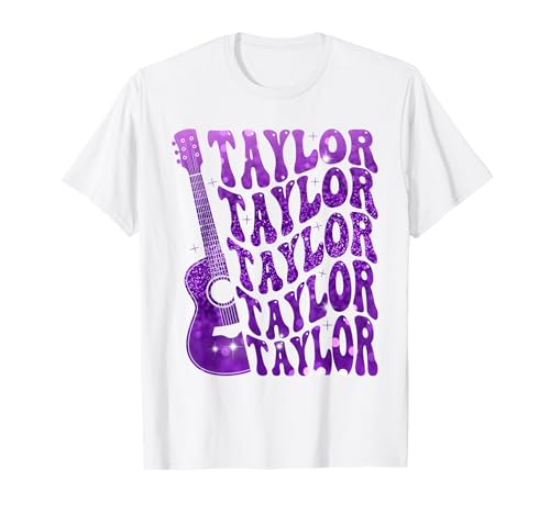 Ragazza Retro Taylor Nome Personalizzato Groovy 80 Maglietta