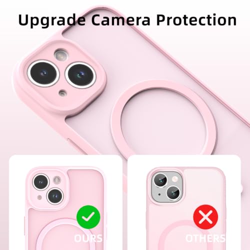 K TOMOTO Magnetic Case Compatible with iPhone 13/14 Translucent Matte Phone Case with Camera Lens Guard, Rugged Protective Cover 6.1-Inch, Light Pink — view 6