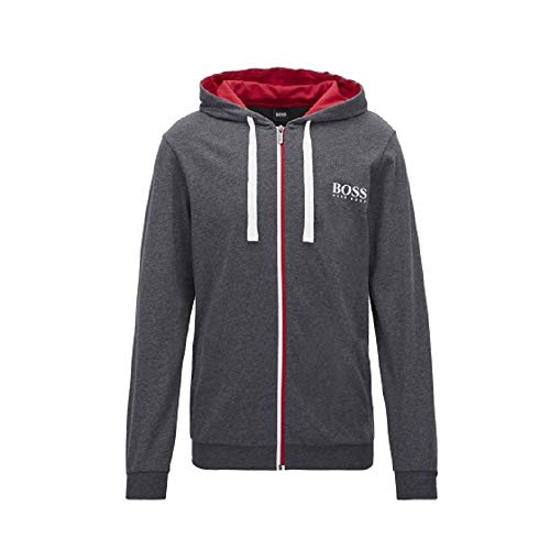 Hugo Boss Men's Authentic Cotton Knit Hooded Track Suit with Joggers Gray (L)