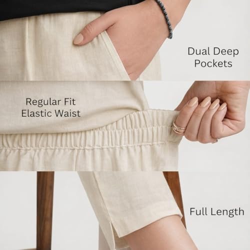 Image of DIGITAL SHOPEE Women Regular Fit Elastic Waist Full Length Cotton Formal Trouser for Casual Wear, Office Wear