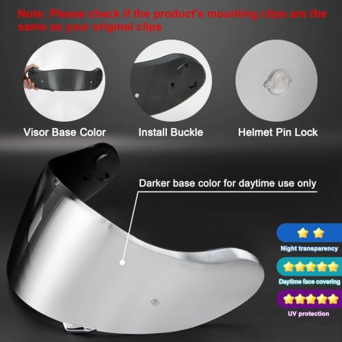 Image of PSLER Neotec 2 Visor - Neotec 2 Helmet Tinted Visor UV Protection Neotec 2 Face Shield Replacement for Neotec 2 CNS-3,Deep Silver-Mirror
