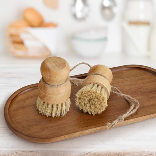 Image of 12 Pack Bamboo Dish Brush Bulk, Bamboo Dish Scrubber, Wood Palm Dish Scrub Brush for Dishes Pans, Pots,Vegetables Cleaning