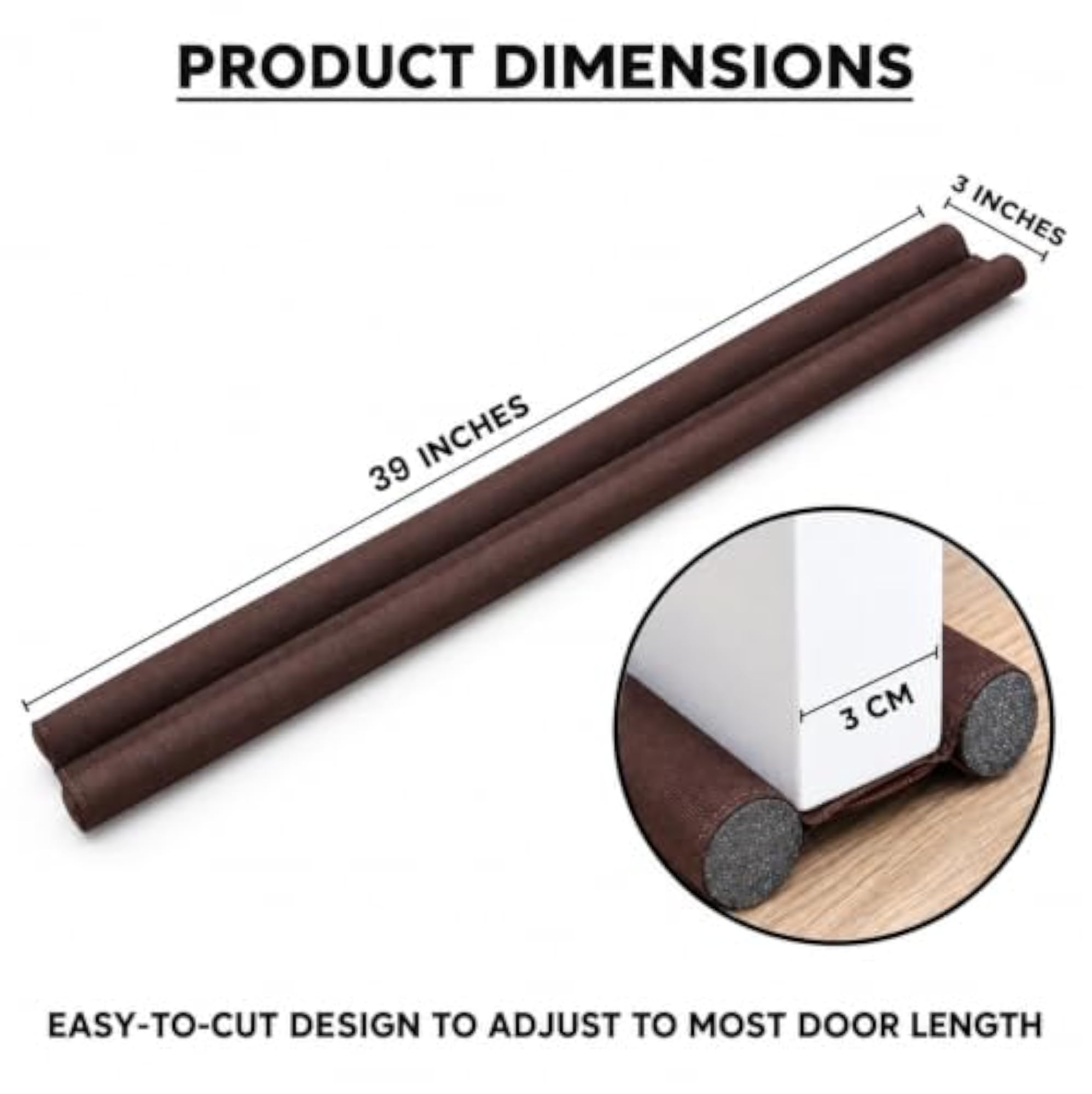 Adjustable Door Draft Stopper, Brown