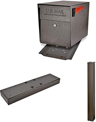 Mail Boss X2 In-Ground Mount Combo Kit Locking Metal Standard Mailbox - Bronze