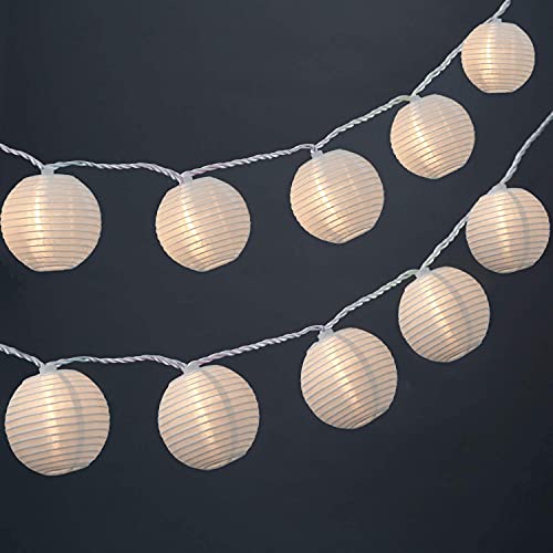Goothy White Lantern String Lights Plug In, 8.5Ft Hanging Indoor Decorative String Lights With 10 Cute White Nylon Lanterns Lights Connectable For Indoor Outdoor Bedroom Ramadan Backyard Patio Bistro Decor thumb #8