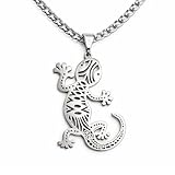 Couleur : argenté BlackAmazement Collier en acier inoxydable 316L avec pendentif en acier inoxydable Gecko Lézard Lizard Argent Femme Homme