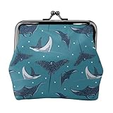 Cute Stingray Polka Dots Coin Purse, Kiss-lock Change Purse Wallets, Small PU Leather Coin Purse for Women