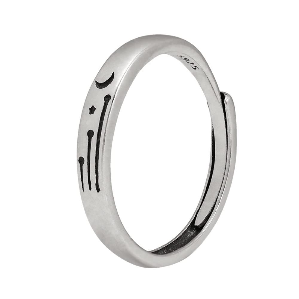 Bague femme ajustable en argent S925 cadeau d'anniversaire soleil lune - 8