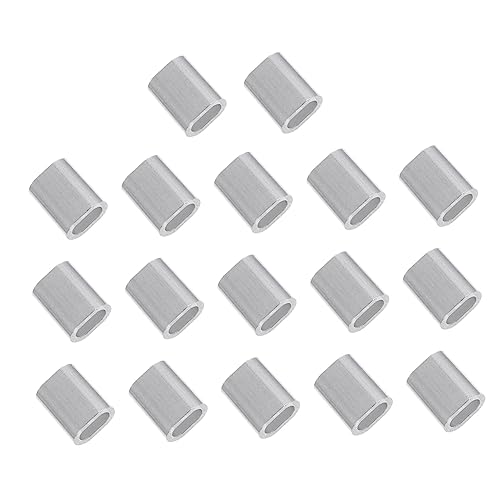 KICHOUSE Wire Rope Chuck 100 Pcs 3mm Oval Flat Hole Aluminum Crimping Loop Sleeves Cable Clamps Fishing Line Connect