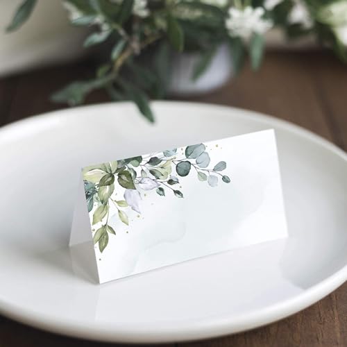 100 peças de cartão de mesa avançado, cartão de mesa de folha de flor, cartão de visita, cartão dobr