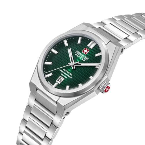 Image of Swiss Military Hanowa Avalanche Green Round Dial Swiss Made Automatic Watch for Men | SMWGL0006902