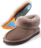 Sheepskin Slippers Womens with Arch Support: 100% Australian Shearling Lining & GEL Plantar Fasciitis Insoles - Thermal Winter Moccasin Boots for Men,Moms Nurses Indoor Outdoor - Oak Brown 6.5