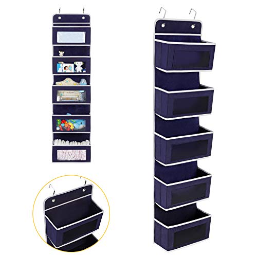 Magicfly Organizador para Puerta con 5 Compartimientos, Organizador Vertical del Tipo Bolsillo, Estantería Colgante de Almacenaje de Juguetes, Libros, Artículos Pequeños, Azul Oscuro