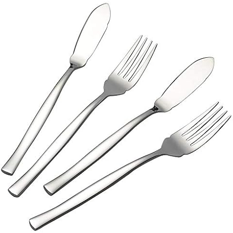 Vareone Stainless Steel Fish Server Kit, Fish Serving Fork, 4 Pieces, f Cover
