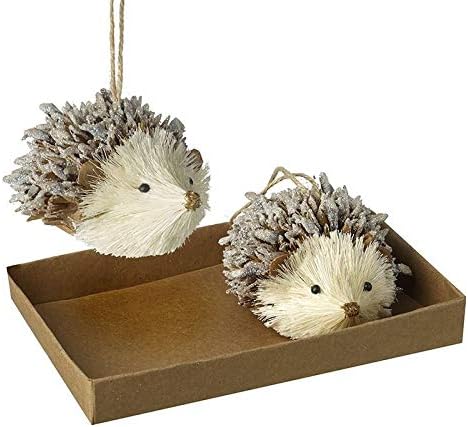 Rustic Hedgehog Couple Christmas Tree Decorations Boxed
