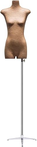 Female Mannequin Dress Form Torso Detachable Wooden Arm , 57-72.9 Inch Height Adjustable Display Mannequin with Metal Tripod for Display